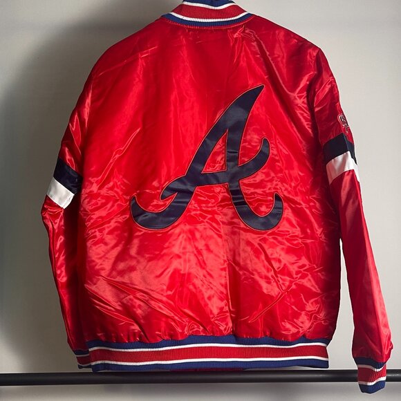 Unisex Starter Atlanta Braves Satin Bomber Jacket Size XXL - Picture 2 of 2